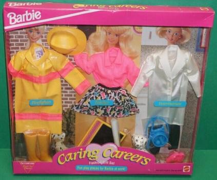 Mattel - Barbie - Caring Careers Fashion Gift Set: Firefighter, Teacher, Veterinarian - кукла